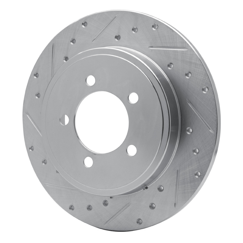 Ford Explorer Sport Trac Brake Rotor (1) - Rear Left - R1 Concepts - Drilled & Slotted - Silver - `02-`10